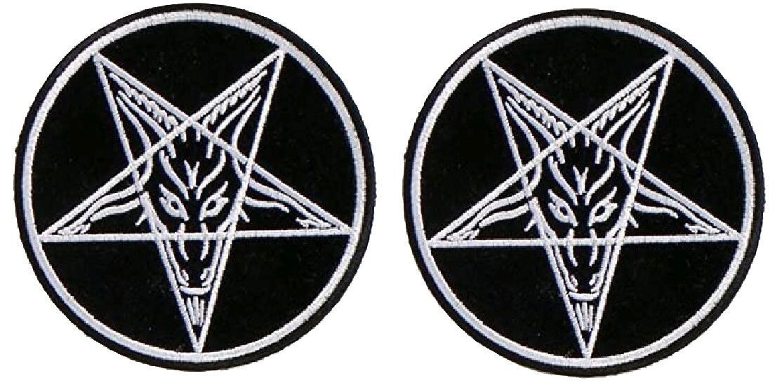 Pentagram Goat Embroidered Patch | 2PC – iron on sew on 3.5″