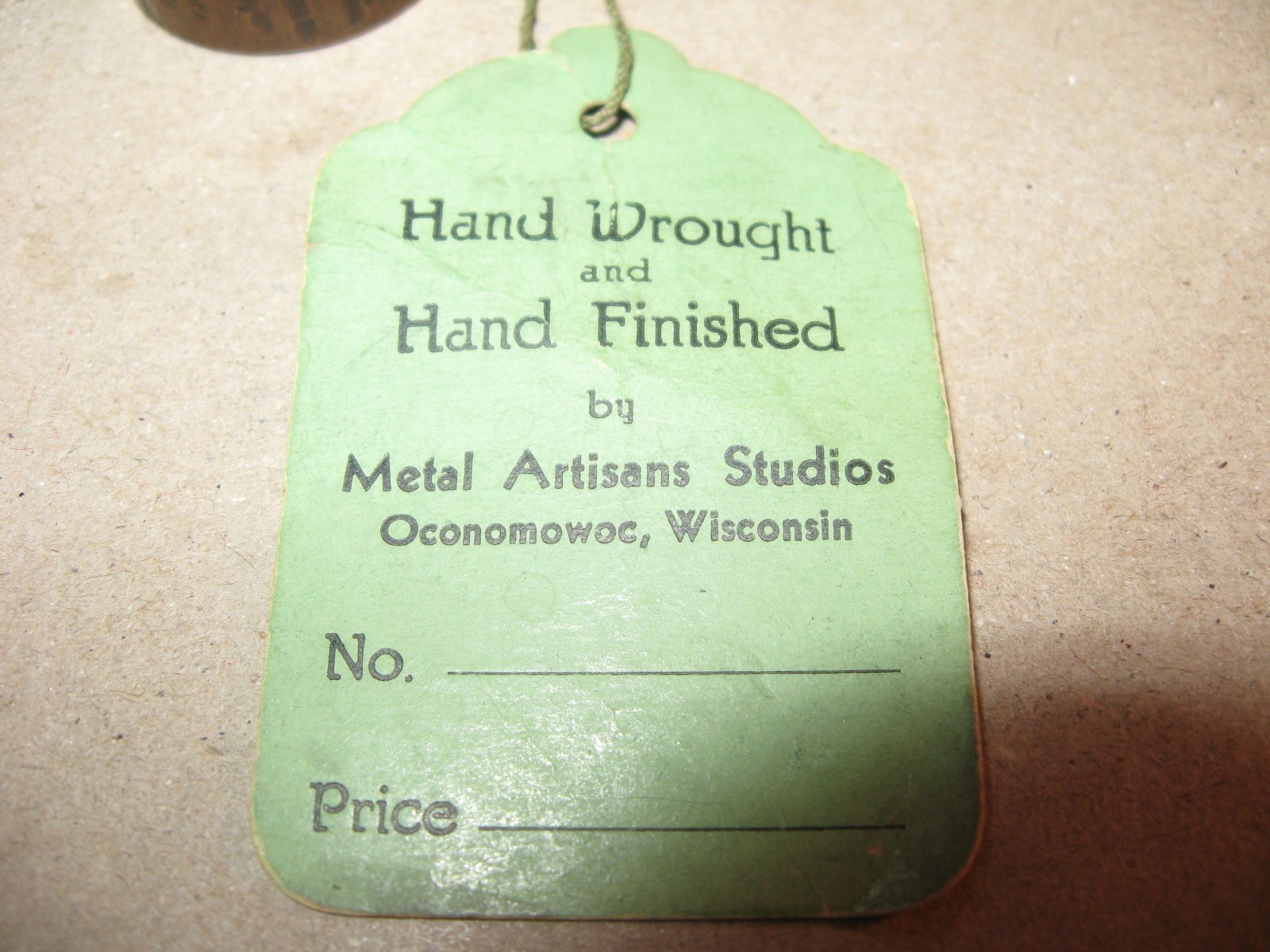 Antique Circa 1930s Hammered Copper Miniature Mug Shot Glass With Sales Tag