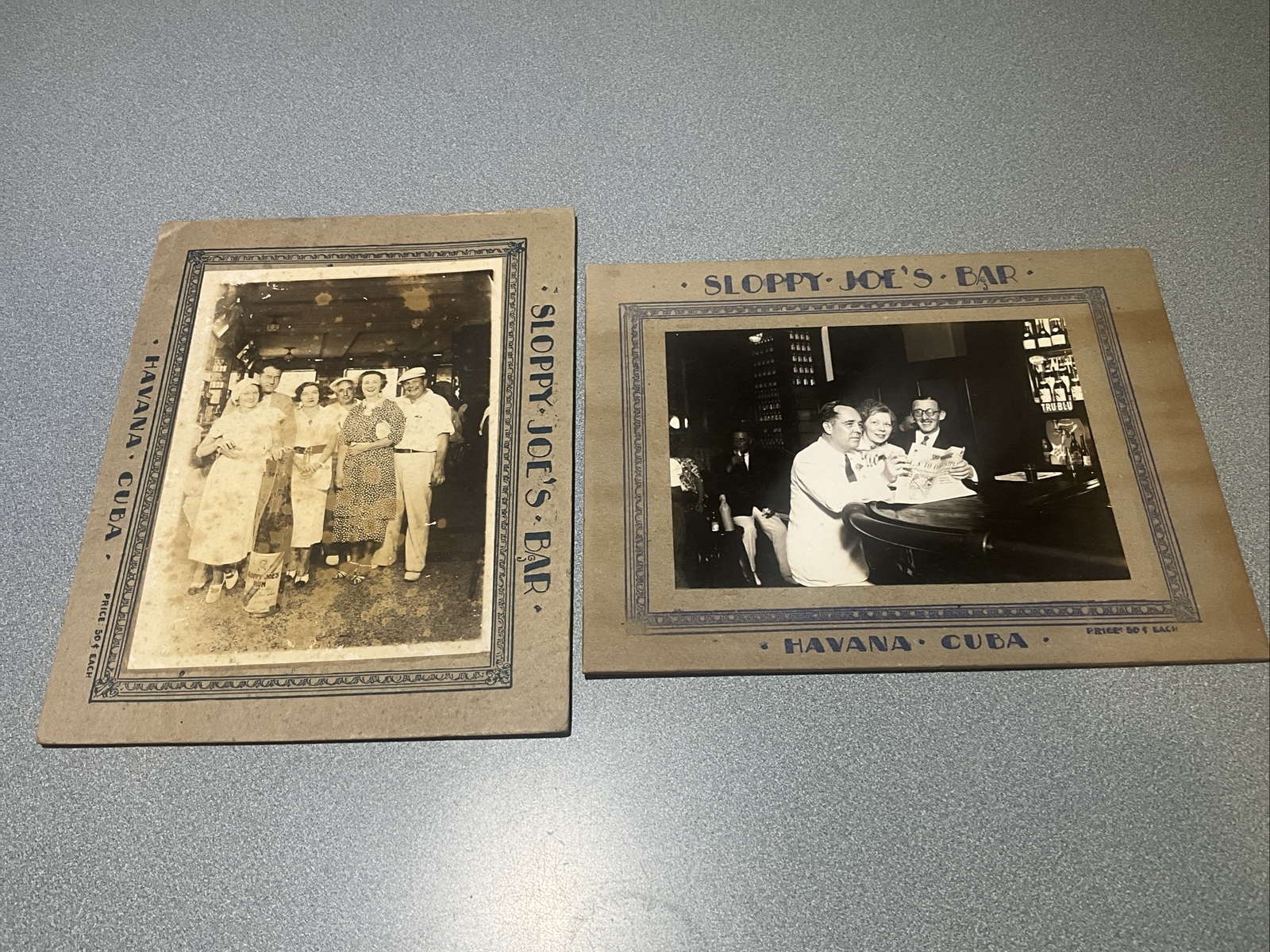 2 Orig Antique circa 1930s 9.25AX7 PHOTO PEOPLE at SLOPPY JOE’S BAR HAVANA CUBA