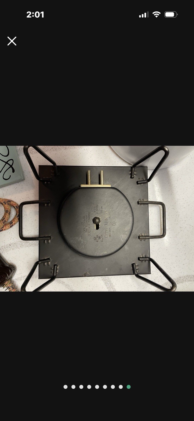 Antique White Enamelware Coffee Tea Pot Electric Ceramic Tile Hot Plate stand