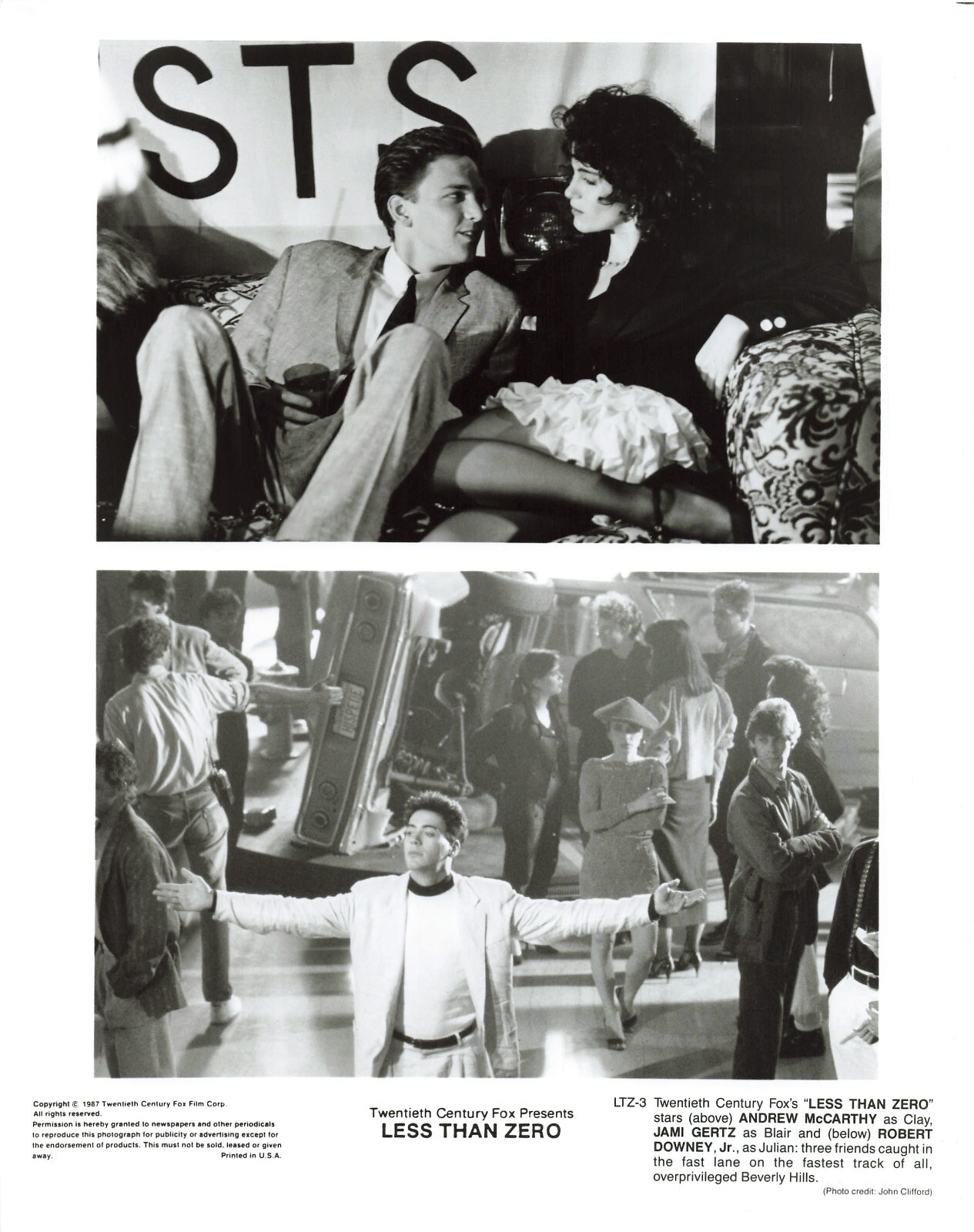 Less Than Zero 1987 Movie Photo Jami Gertz Robert Downey Andrew McCarthy d*P149a