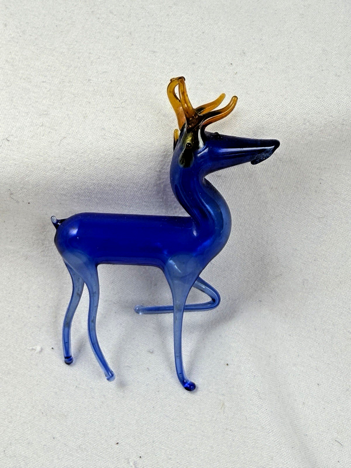 Bimini Art Glass Christmas Ornament Reindeer Germany For Feather Tree Mint