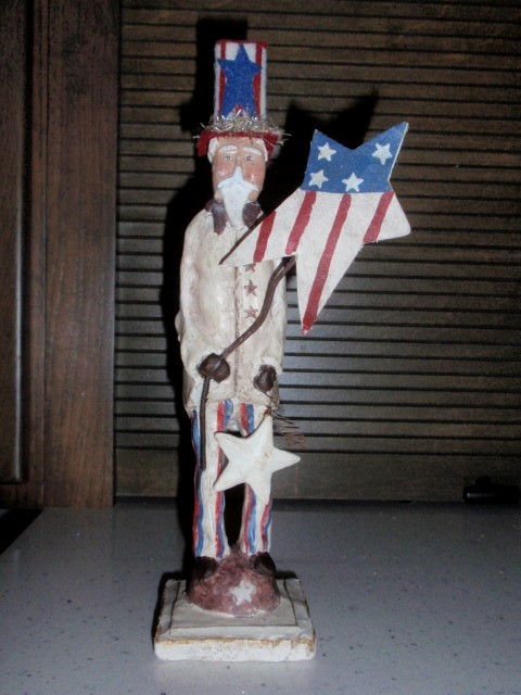 Karen & Mary Hammerschmidt Vintage Folk Art 11” Patriotic Uncle Sam Figure 2002