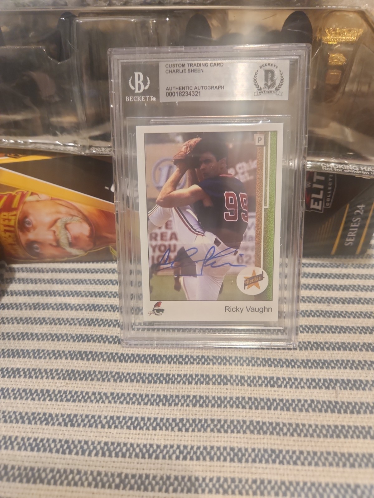 Slab Beckett Autographed Ricky Wild Thing Vaughn Major League Signed Custom Card