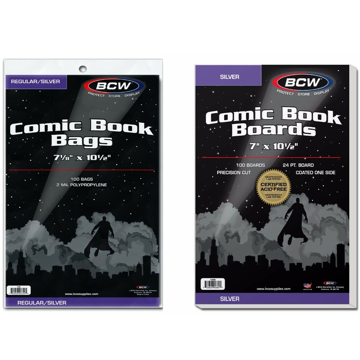 200 – BCW Silver Age Polypropylene Comic Book Bags & Backing Boards Combo Set
