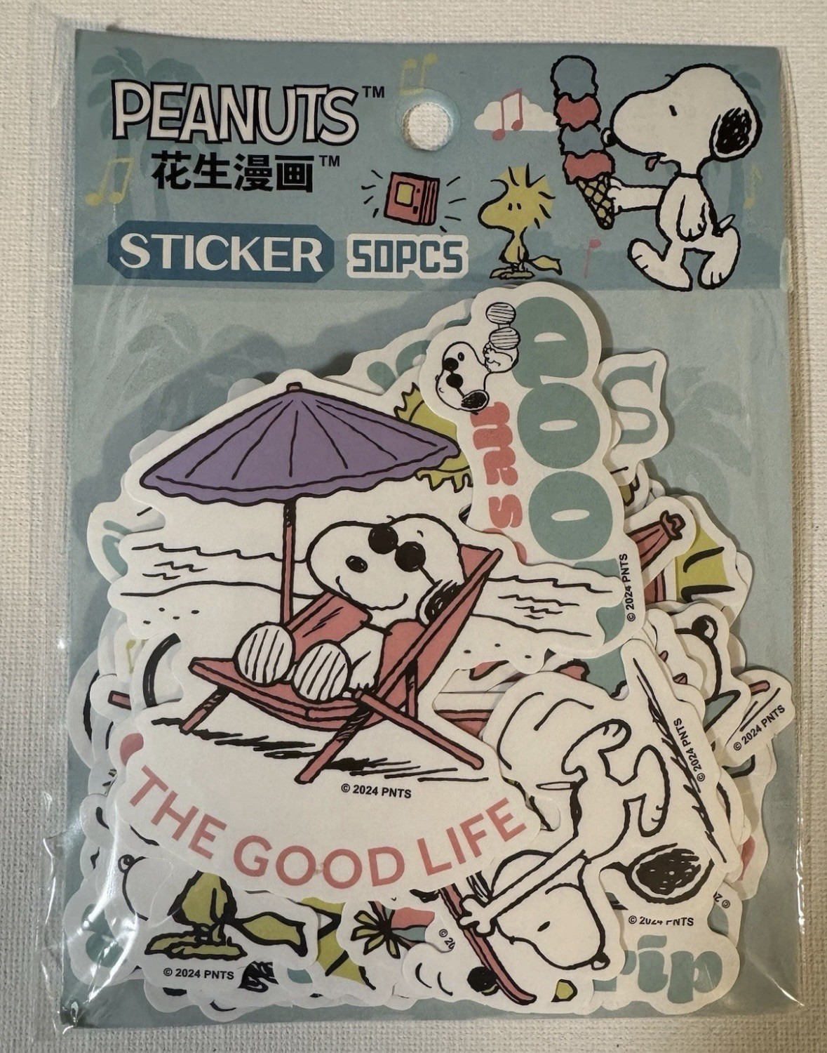 Peanuts Snoopy Combo: Tote Bag & 50 Pcs Stickers