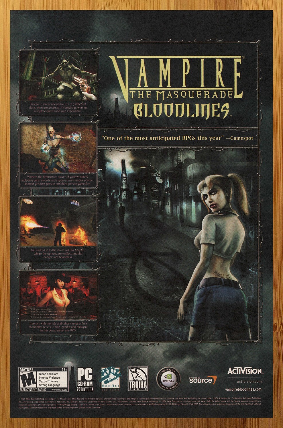 2005 Vampire The Masquerade: Bloodlines PC Vintage Print Ad/Poster Game Art 00’s
