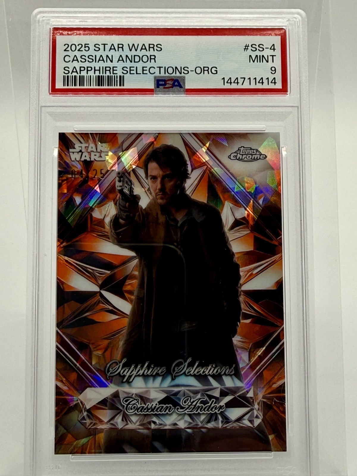 2025 Topps Star Wars Sapphire Cassian Andor Orange /25 PSA 9 Diego Luna