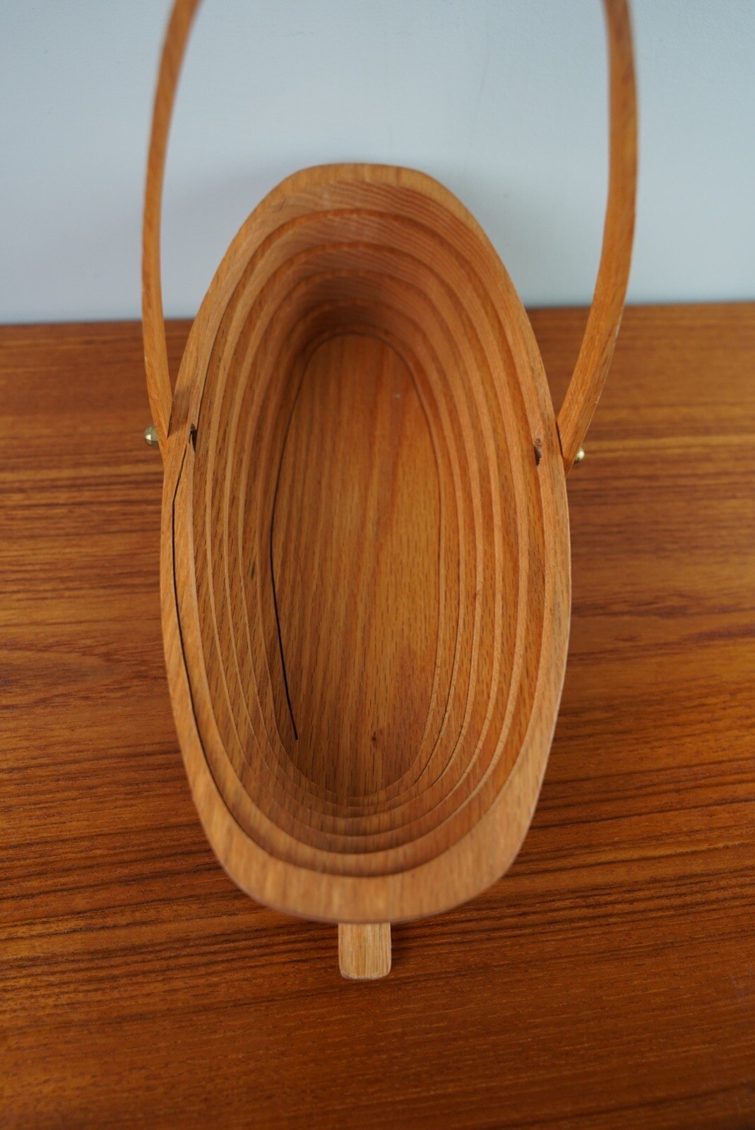 Teak Collapsable Bread Basket Baguette Carrier Compact Modern Design