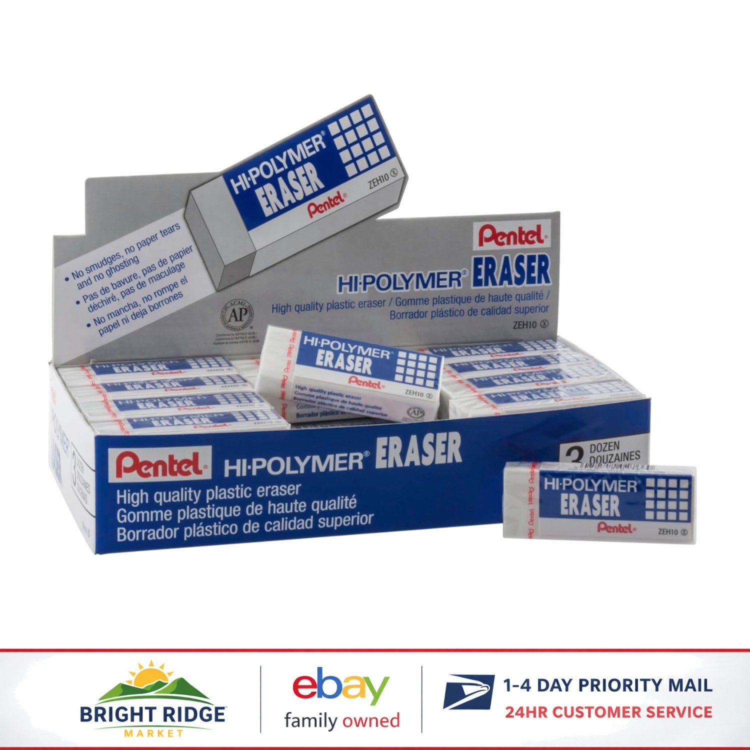 36 Count Eraser Pack, Soft and Reliable with No Smudging or Hardening Issues