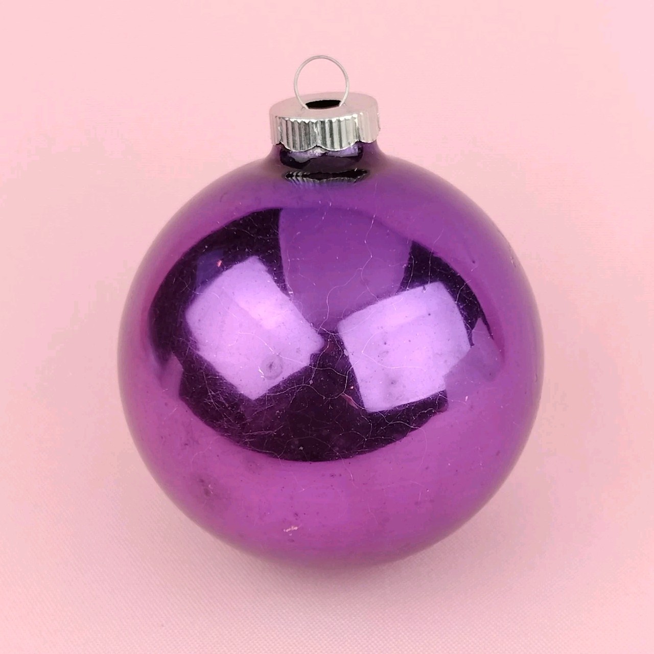 Vintage Solid Purple Shiny Brite Christmas Ornament Made In USA 3.25″ Single HTF