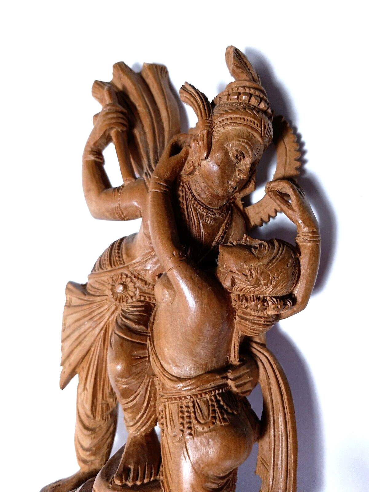Wood Carving Radha Krishna Buddhist Hindu Hand Carved Wooden Sculpture Fine VTG
