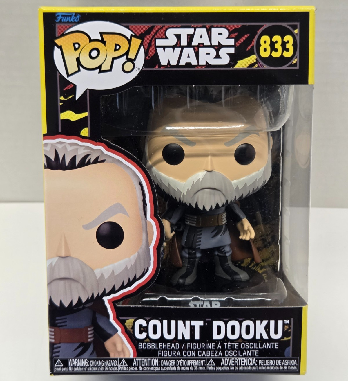 COUNT DOOKU – Star Wars Retro Funko POP! #833 Bobblehead Figure NEW / MINOR WEAR