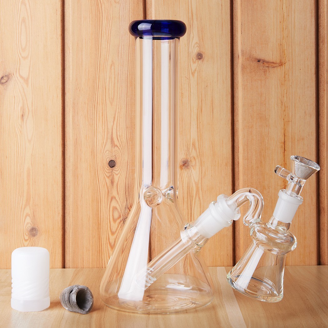 10″ Glass Beaker Bong Ash Catcher Water Smoking Tobacco Pipe 14MM Bowl 10 Screen