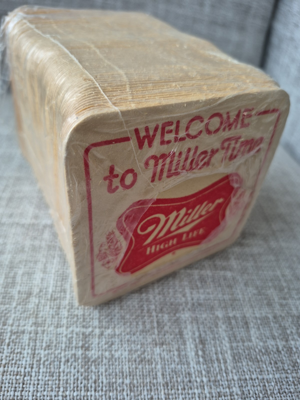 VINTAGE MILLER HIGH LIFE BEER COASTERS STACK OF 100 UNUSED-NEW SEALED 1984