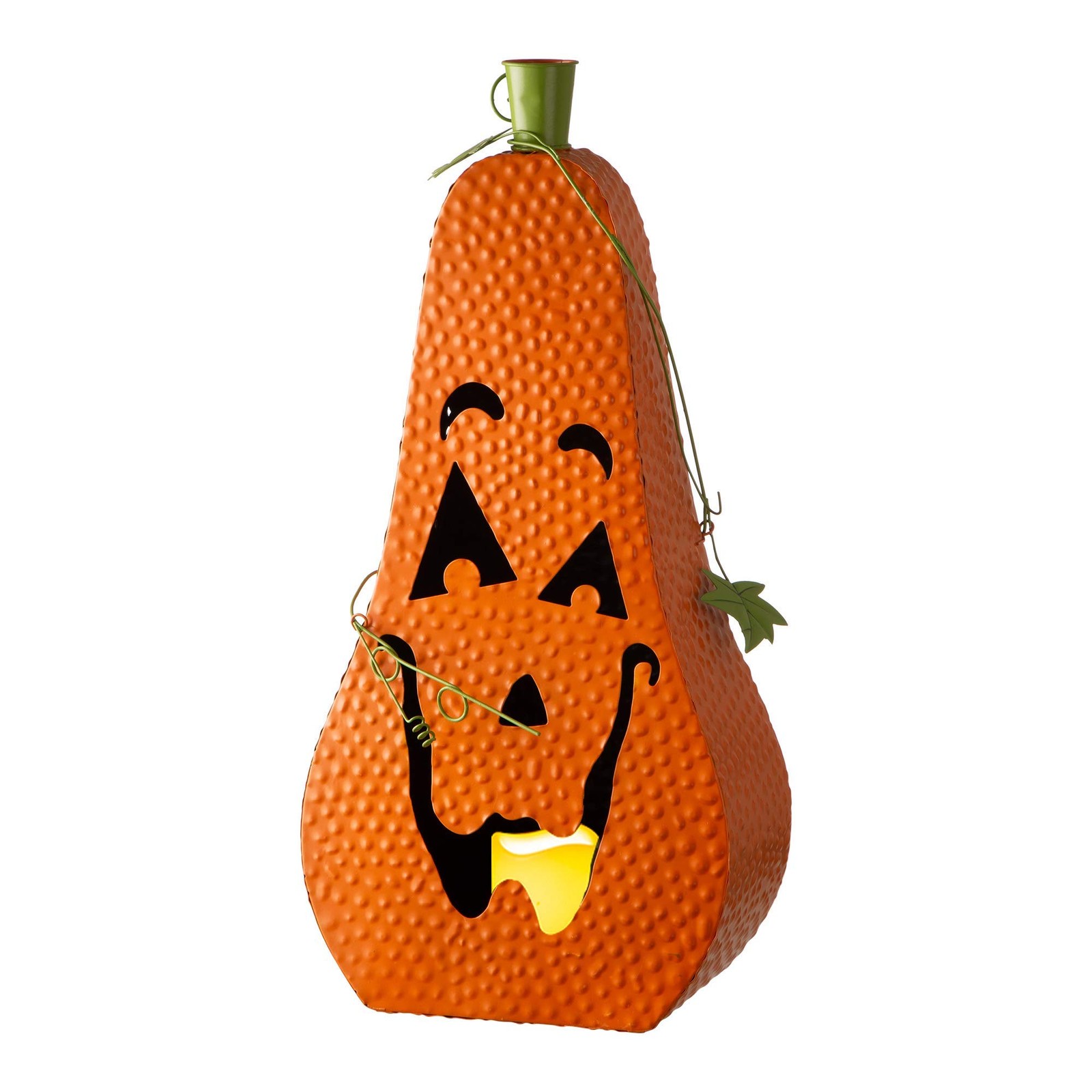 Glitzhome Halloween Metal Jack-O-Lantern Led Pillar 24 H Gh20046