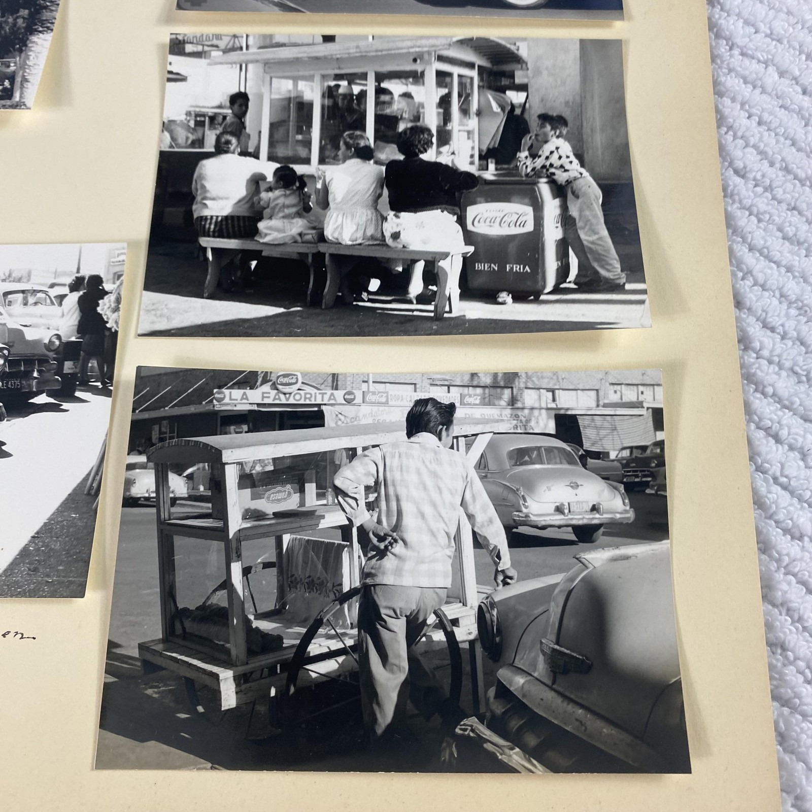 Vintage 1950s Nuevo Laredo Mexico Street Scene Photo Lot B&W Coca Cola Car