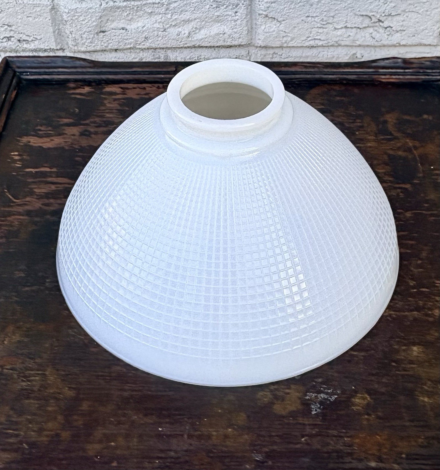 Vintage Milk Glass Waffle Torchiere Lamp Shade
