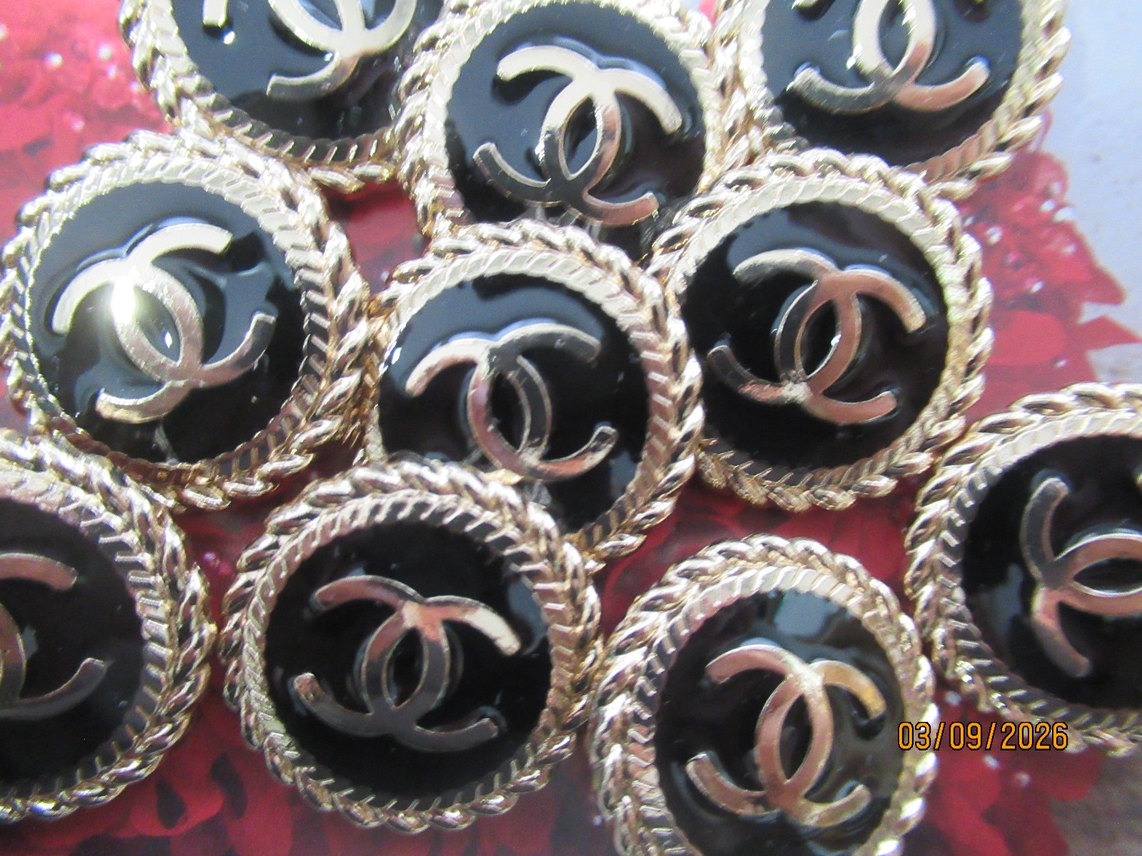 Lot Of ten 25 Mm Designer Cc Button Gold Tone Chanel 10 BUTTONS