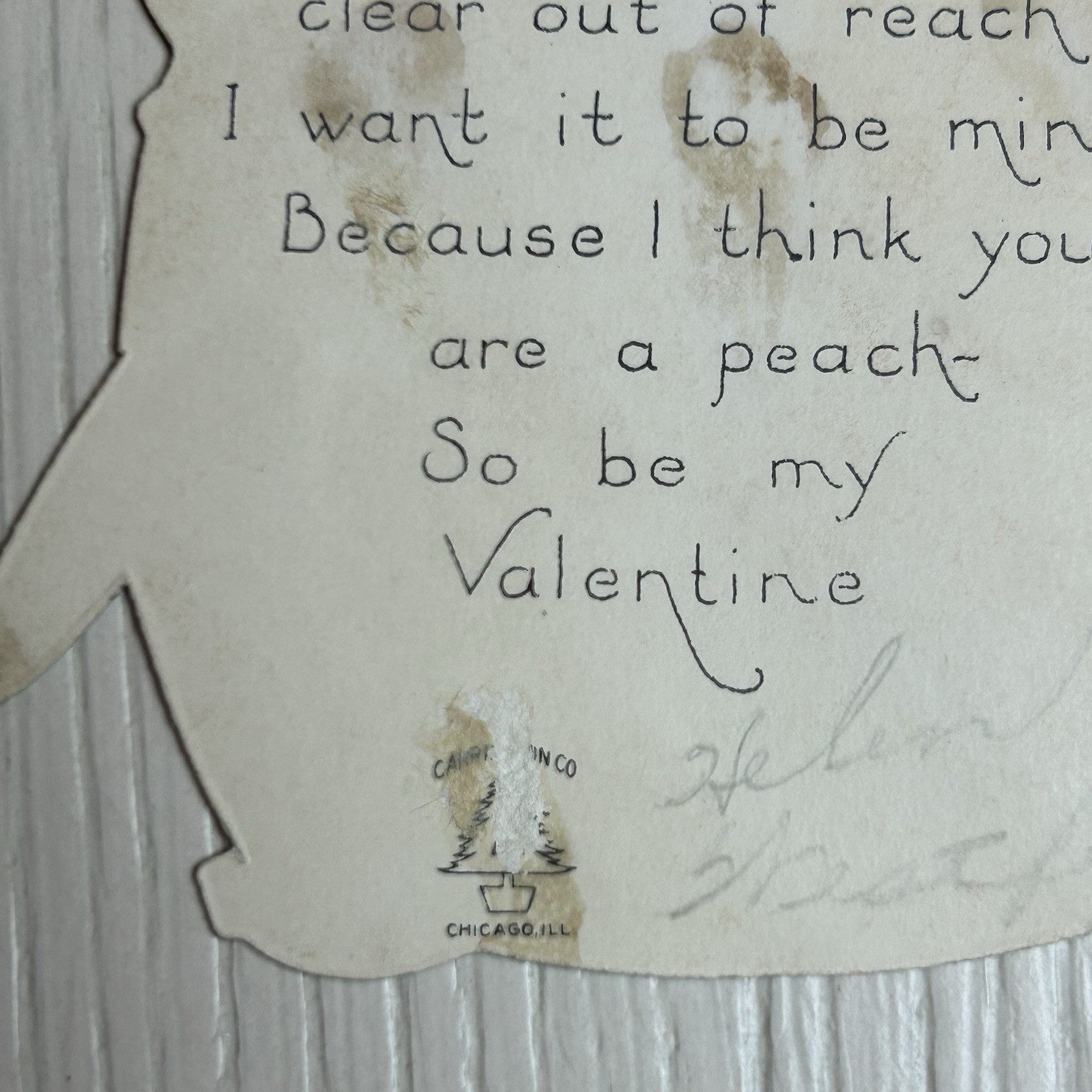 1930s Vintage Die Cut Valentine Card Boy Heart Aw Gee Won’t You Say Yes