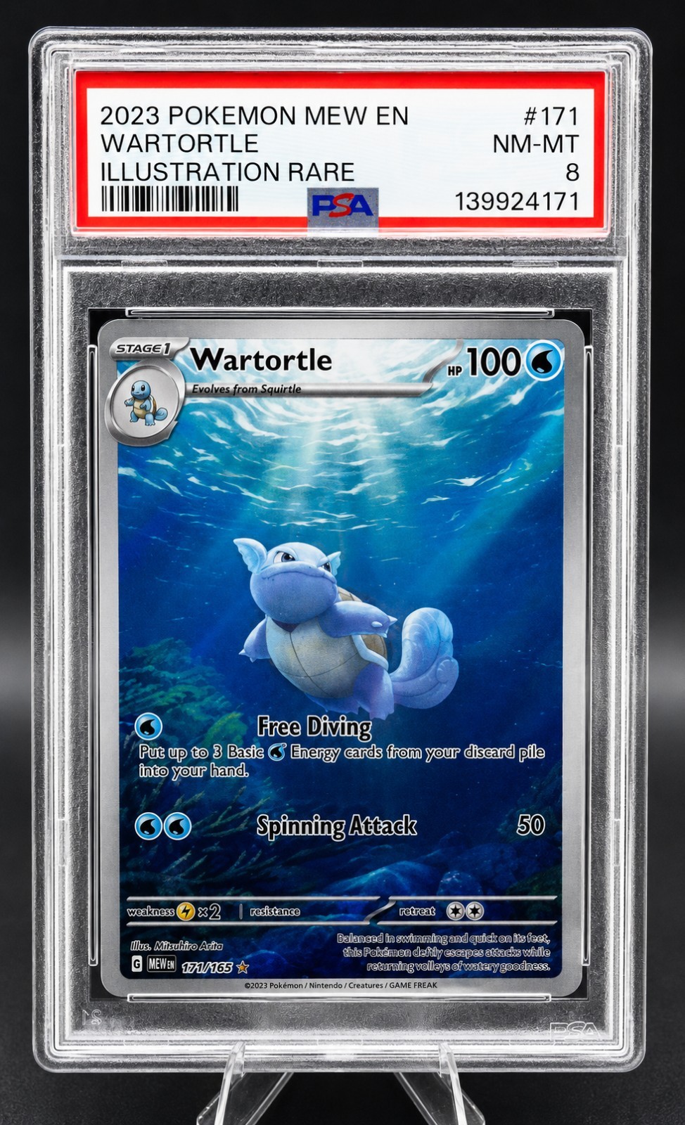 Pokémon 2023 Scarlet & Violet 151 Wartortle Illustration Rare #171/165 PSA 8 EN