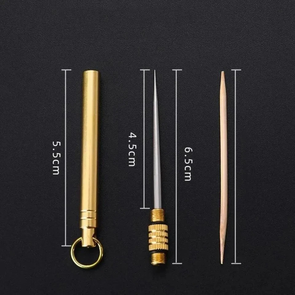 2pc Titanium & Brass Toothpick – Portable, Multifunctional, Stronger Than Dental