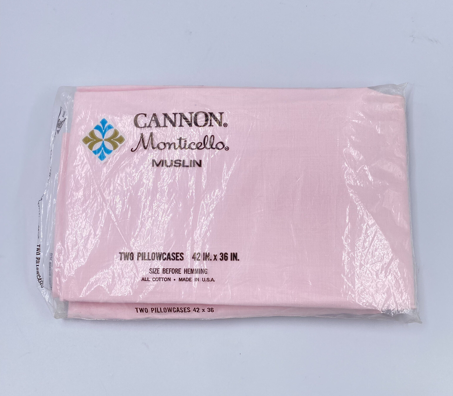 Vintage Cannon Monticello Muslin 100% Cotton 751-701 Two Pillowcases 42 x 36 NEW