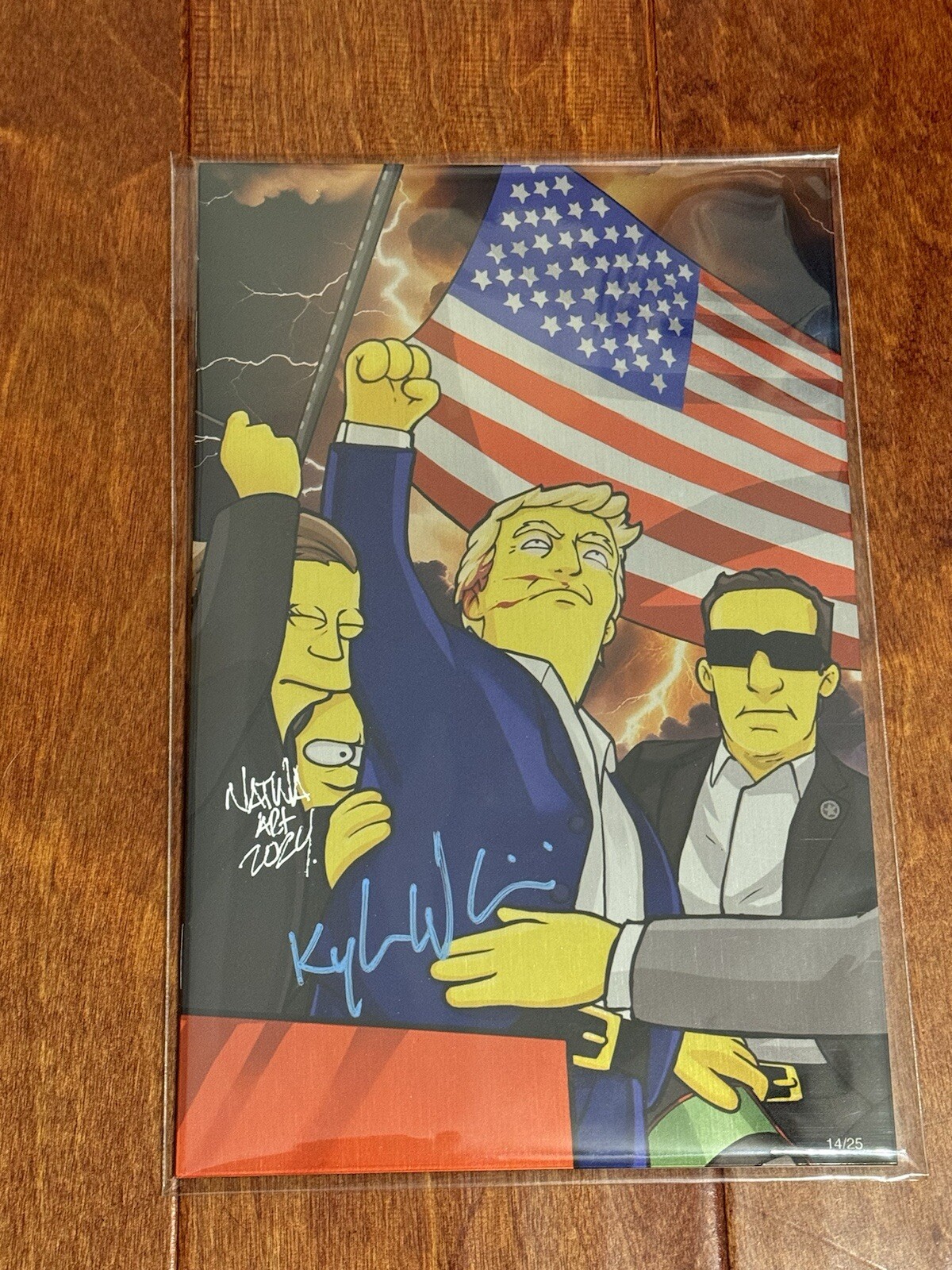 Trump 14/25 Simpsons Metal Comic President Donald Trump Sig x2 Kyle Willis NATWA