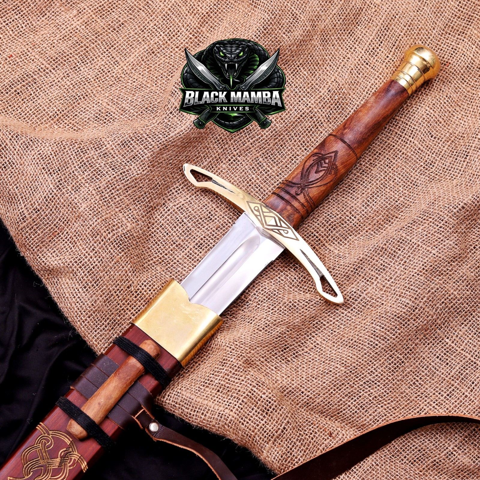Handmade Medieval Sword, High Carbon Steel Knight Longsword with Scabbard gift