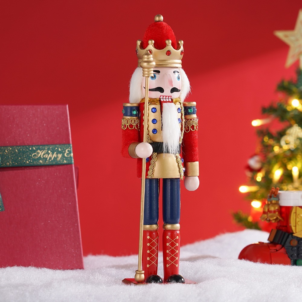 12in Wooden Nutcracker Soldier Christmas Decoration Vintage Decor Gift Red King