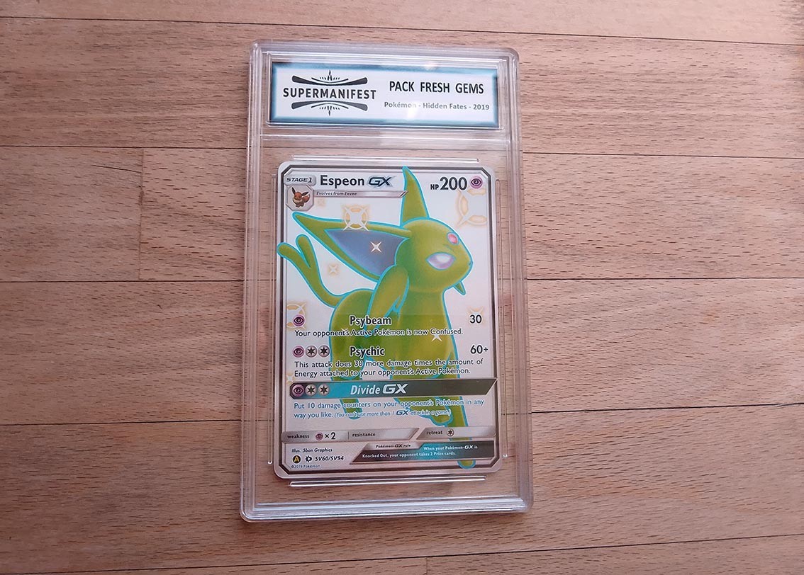 Pokemon Hidden Fates 2019 – Espeon GX – SV60/SV94 – Supermanifest Pack Fresh Gem