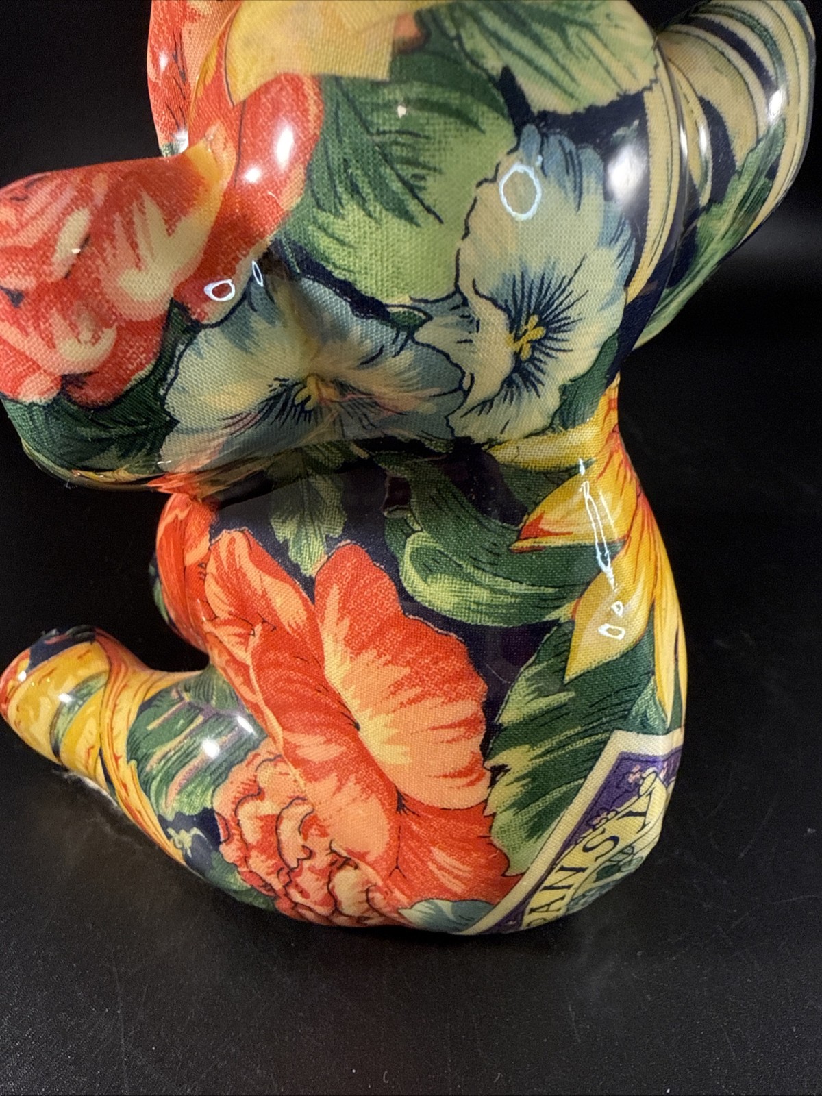 Vintage Elephant Patchworks By Joan Baker Designs Fruit & Florals 7” Tall