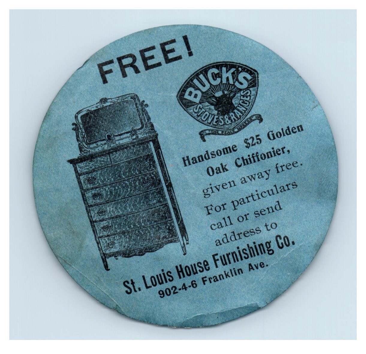 1903 Bucks Stoves & Ranges #2 St. Louis Sticker or Label S97E