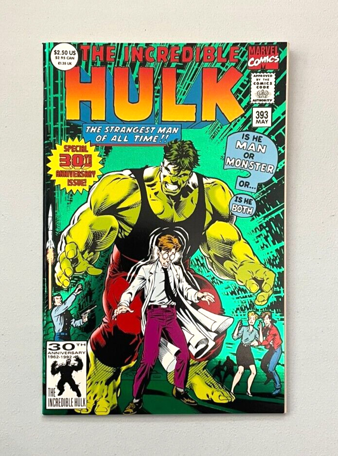 INCREDIBLE HULK #393 1992 PROFESSOR HULK FOIL MARVEL COMICS B-500