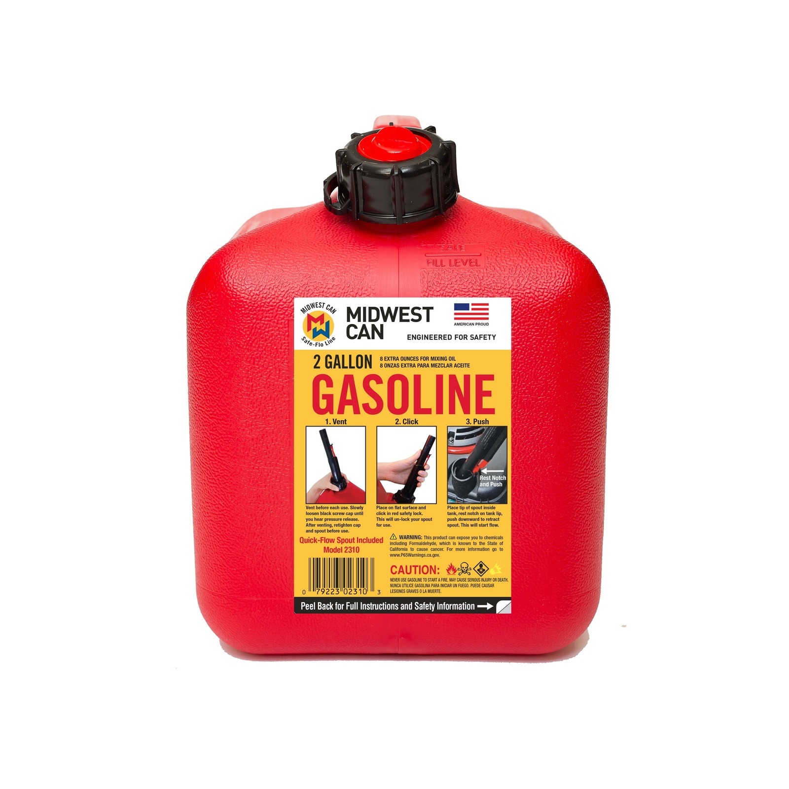 (2 Pack) Auto Shut off Gasoline Can, 2 Gallon, 8 Oz. Cpacity, Red in Color, Mod