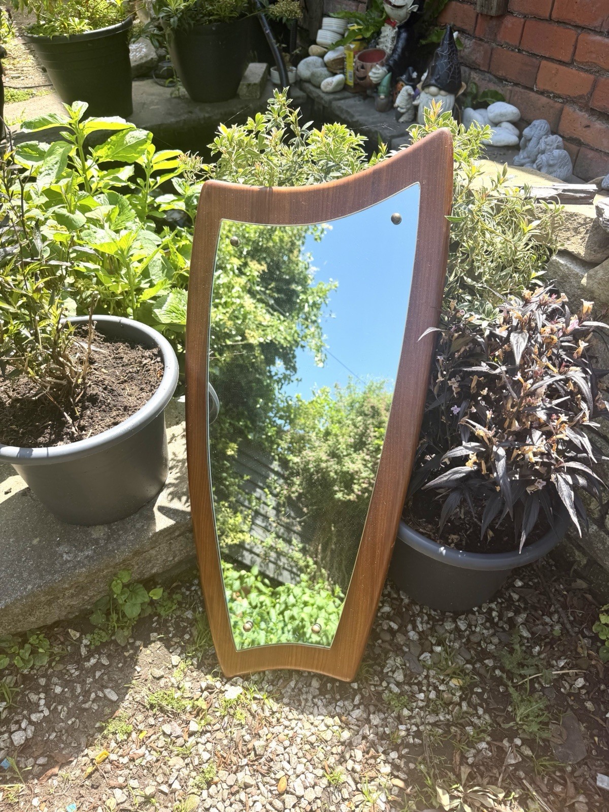 Mid century Atomic Asymmetrical Teak Danish Mirror