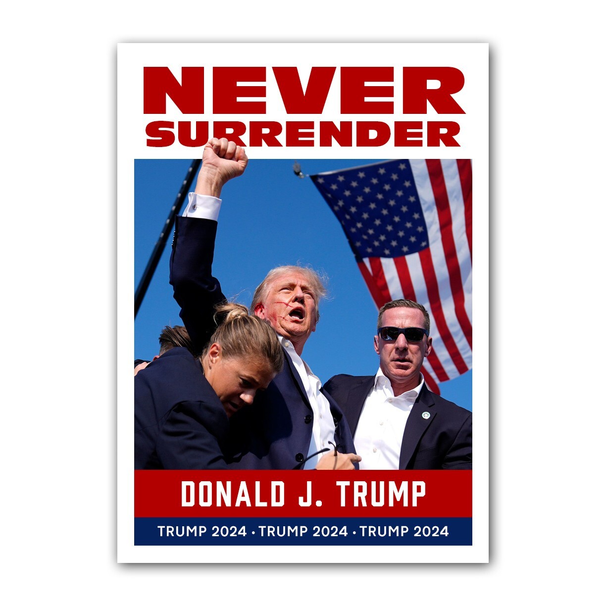 Donald Trump 2024 Shooting Assassination Custom ACEO Card Never Surrender MAGA