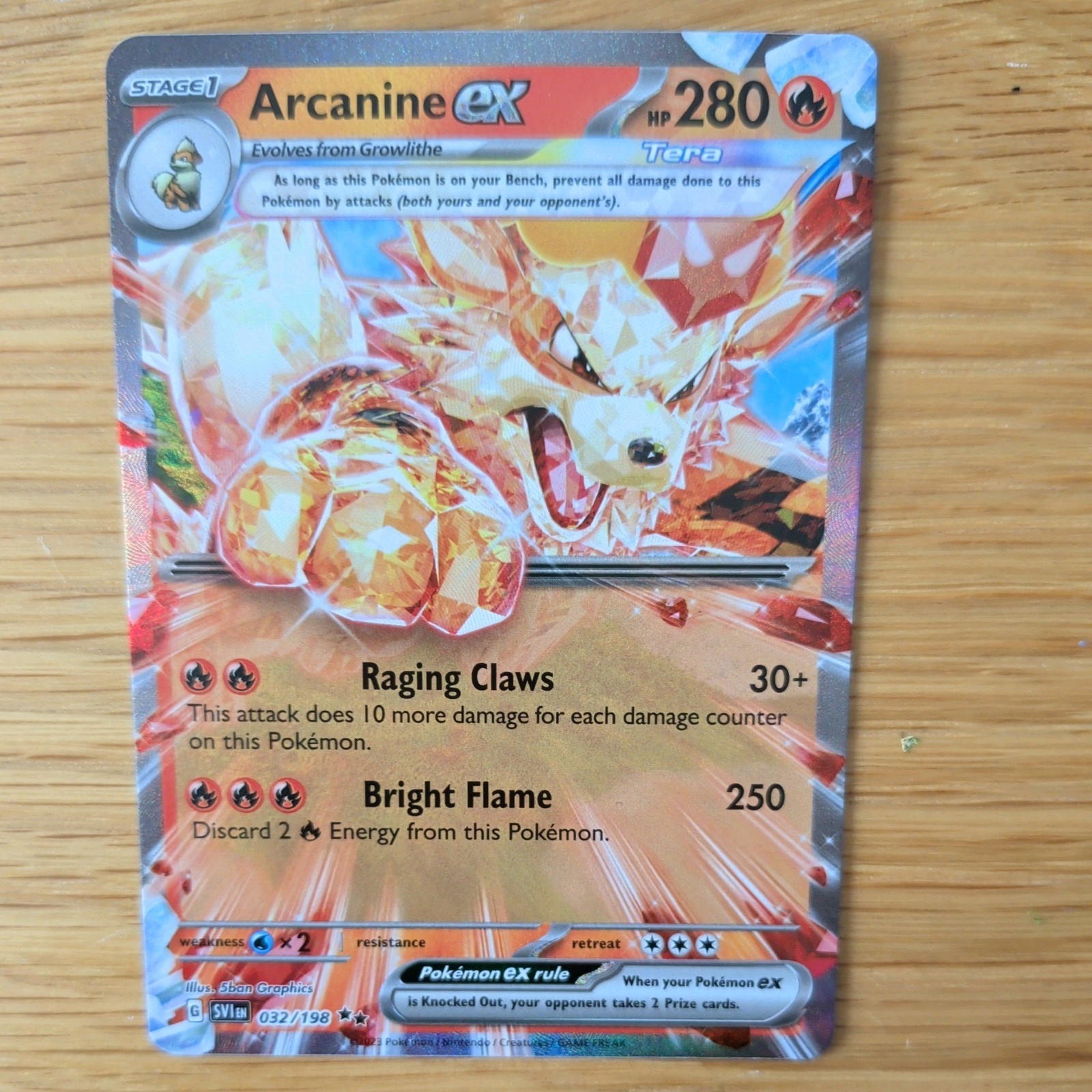 ARCANINE EX 032/198 POKEMON CARD (SCARLET AND VIOLET SET) HOLO