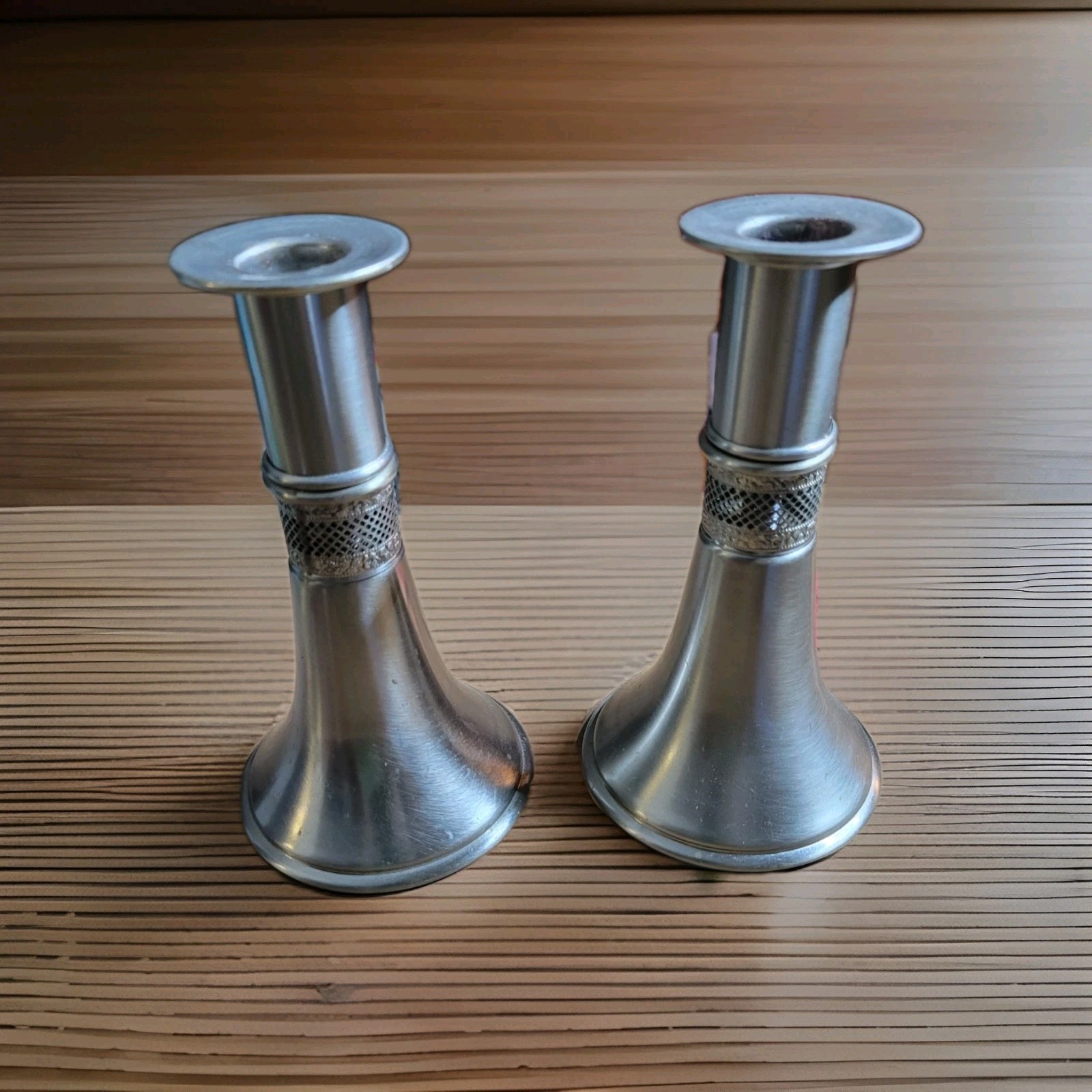 Vintage Pewter mini Candle Holders set of 2