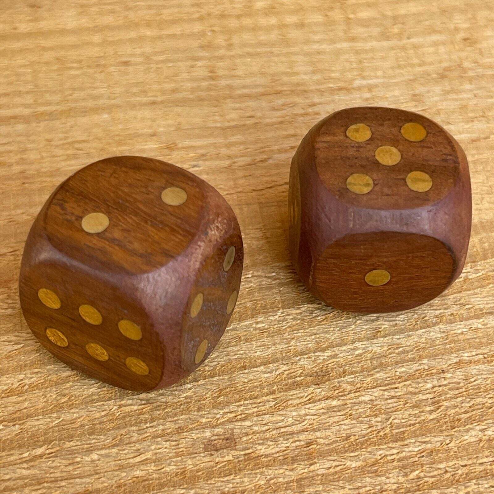 Wood Dice Set Of 2 With Brass Inlay (3/4″ Square)