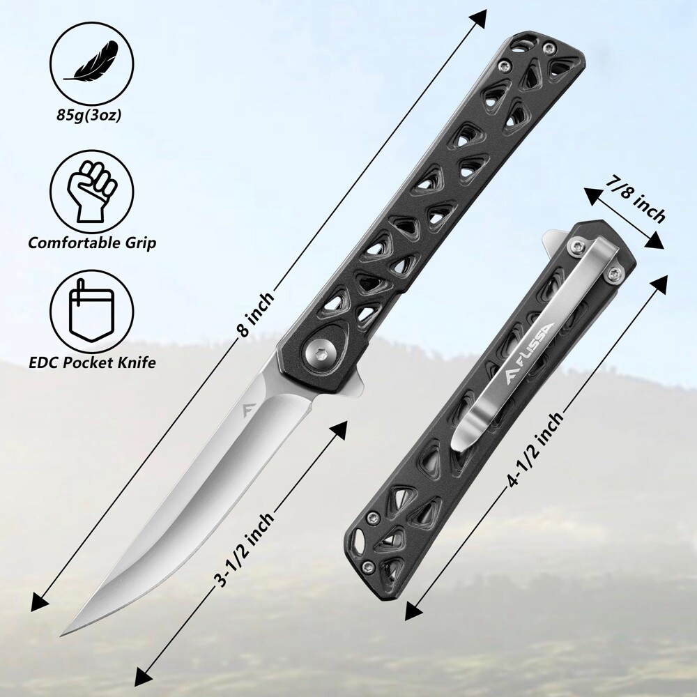 FLISSA 4.5″ Folding Pocket Knife Camping Tactical Pocket Knife Hollow-out Handle