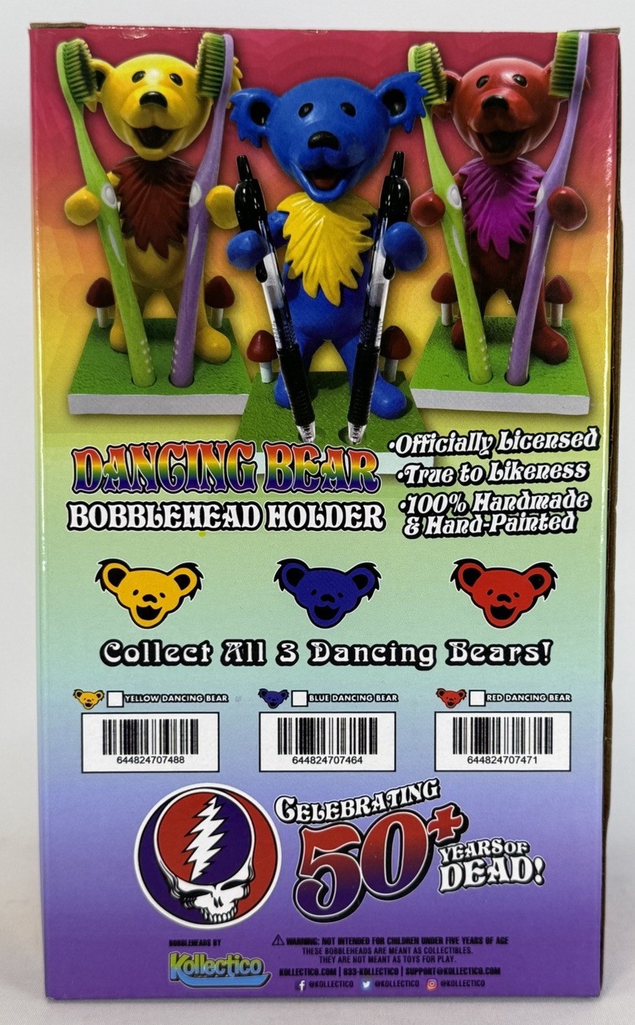GRATEFUL DEAD KOLLECTICO DANCING BEAR YELLOW BOBBLEHEAD HOLDER *NEW*