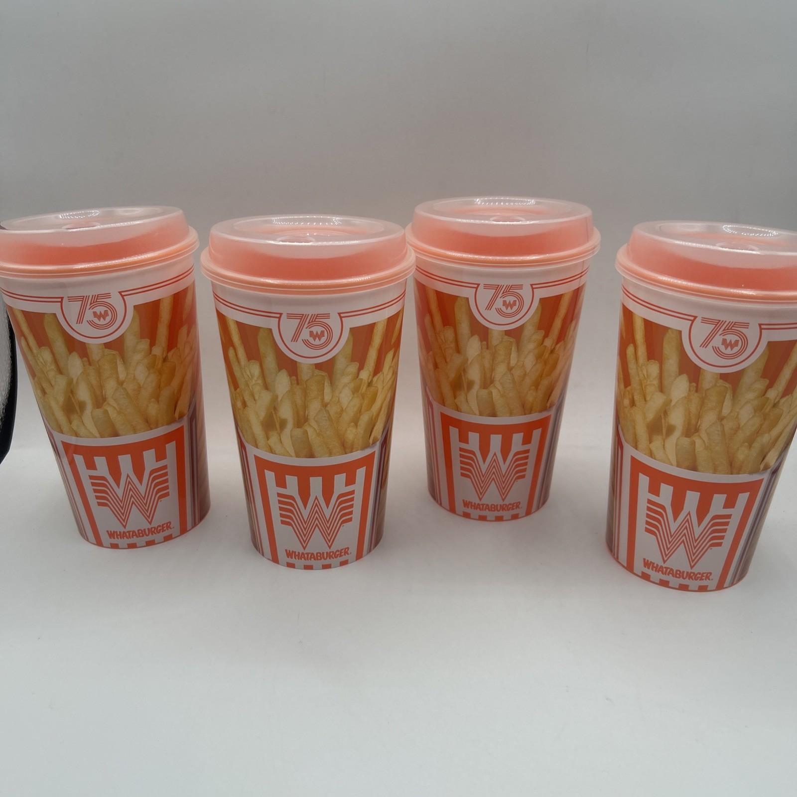 Whataburger 75th Anniversary X4 Set Limited Edition 32 oz Fry Cups & Lids R2