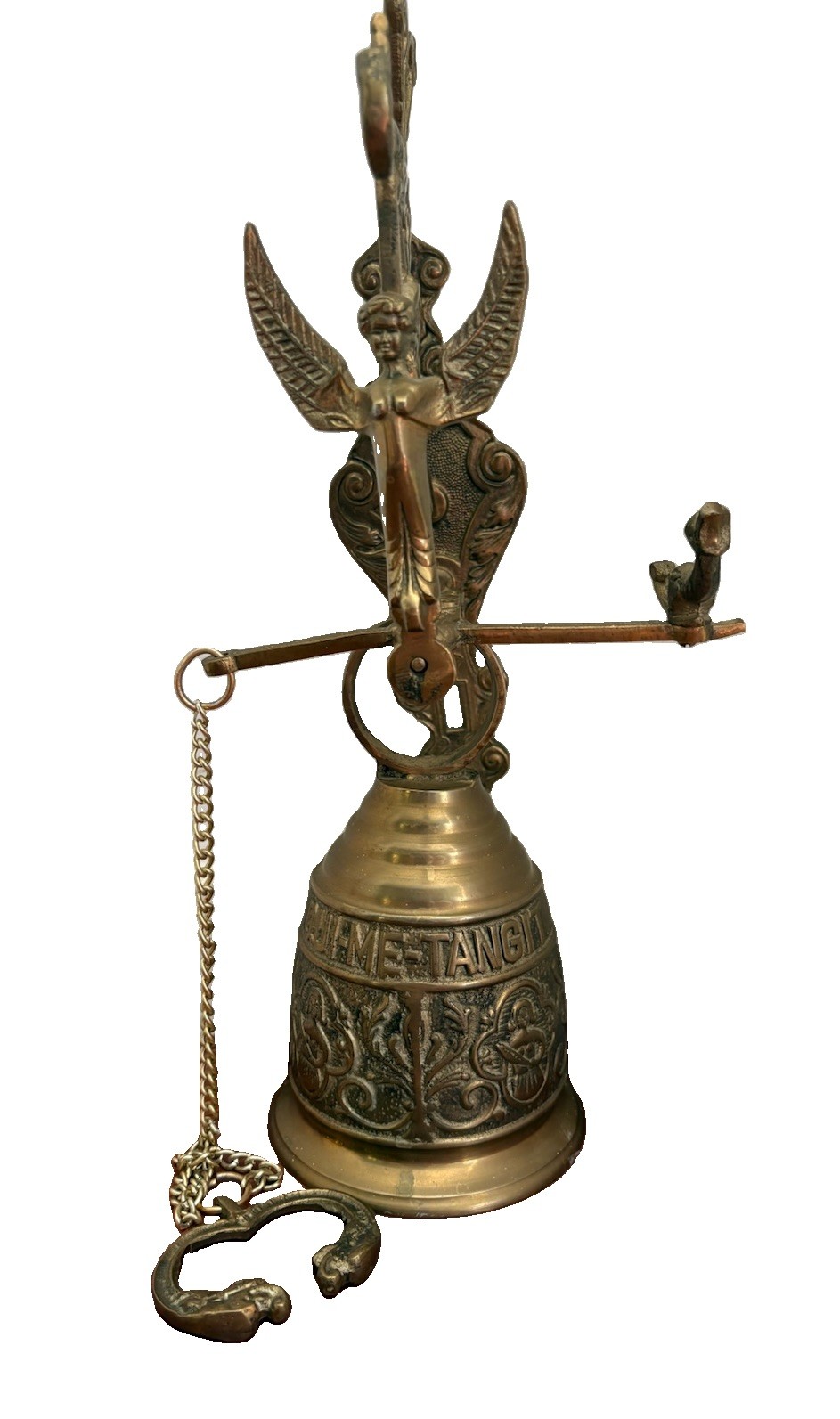 Antique Brass Monastery Church Angel Wall Hanging Door Bell 16.5” Tall