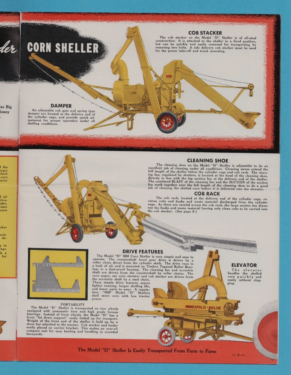 MINNEAPOLIS-MOLINE SHELLERS FOR SNAPPED & HUSKED CORN 12 PAGE BROCHURE