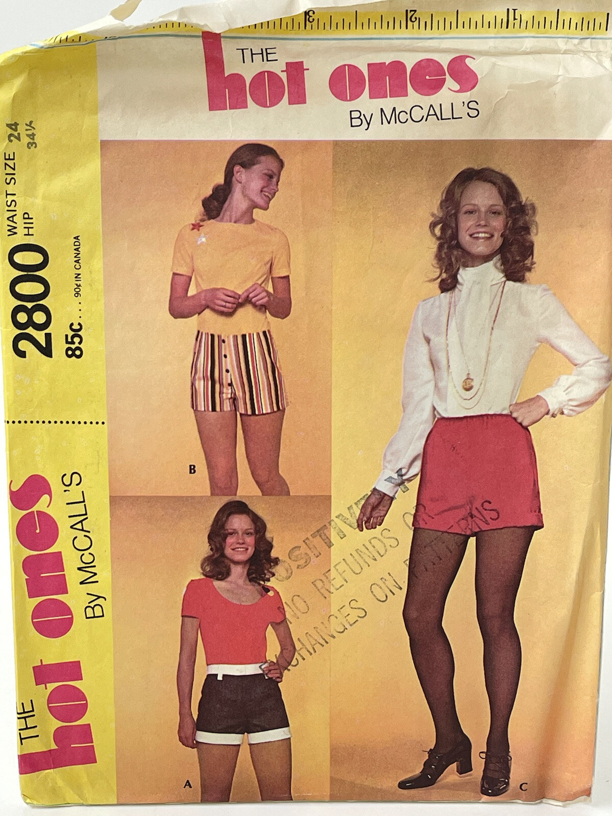 Vintage The Hot Ones By McCalls Pattern 70’s Hot Short Shorts Used Cut Size 24