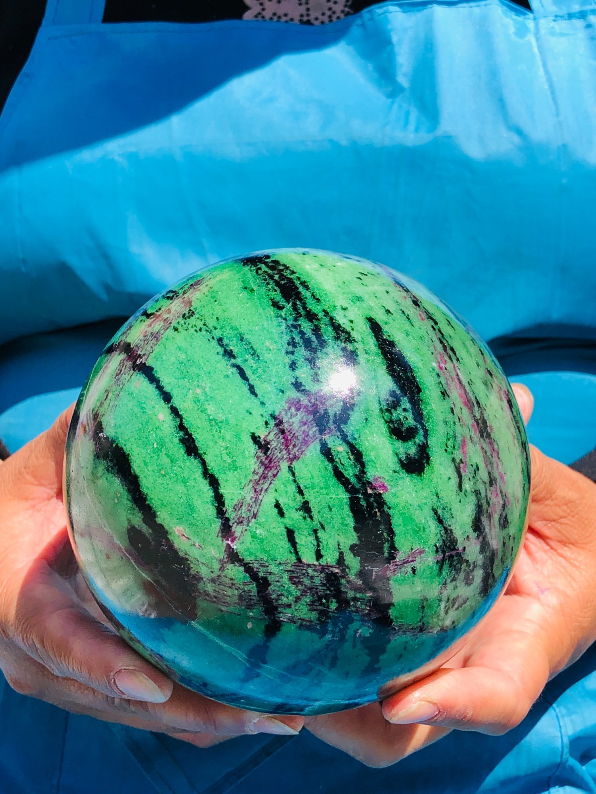 6.46LB Natural green Ruby zoisite (anylite) crystal ball sample Healing