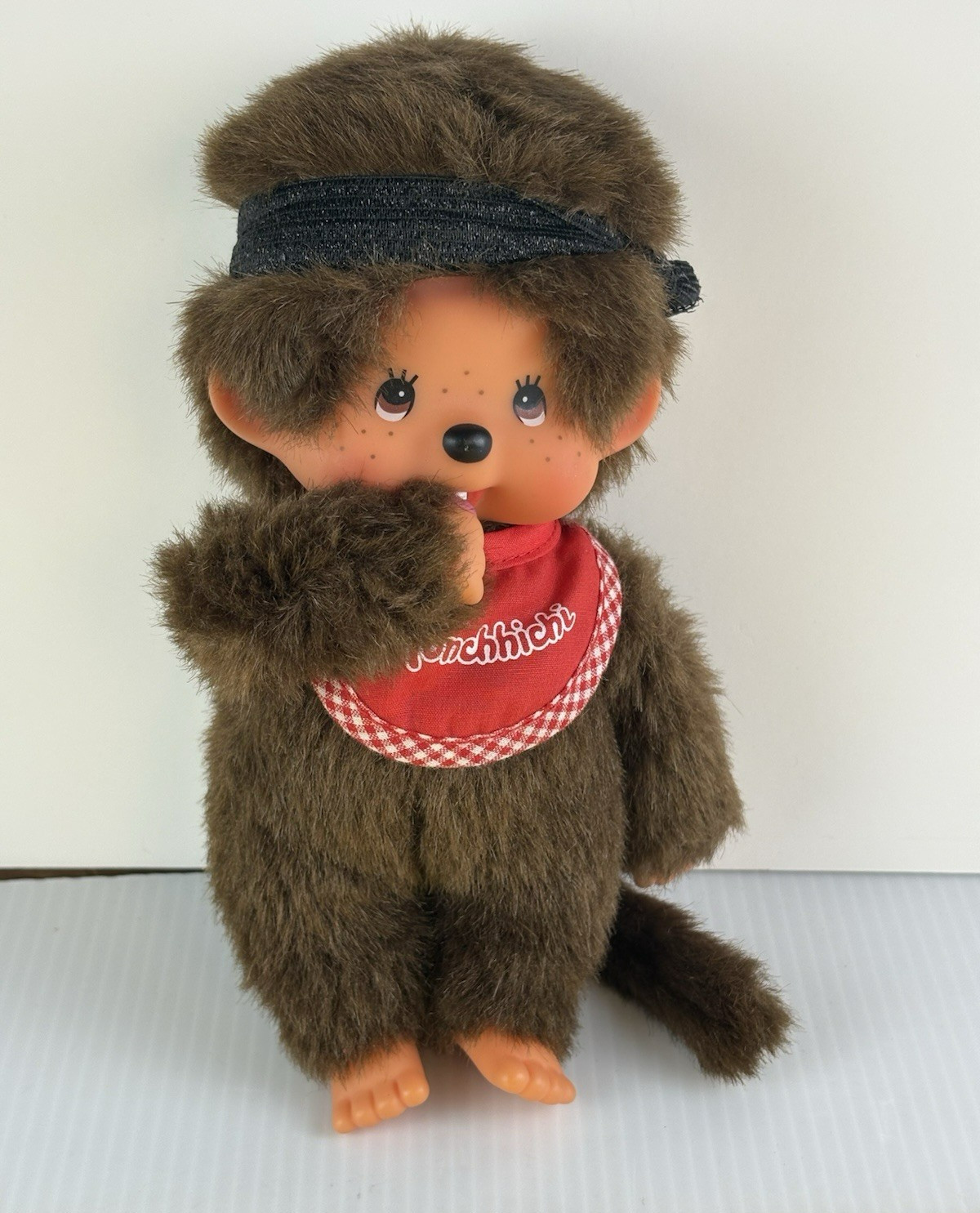 Sekiguchi Europe Monchhichi Boy Plush Doll Red Bib Vtg