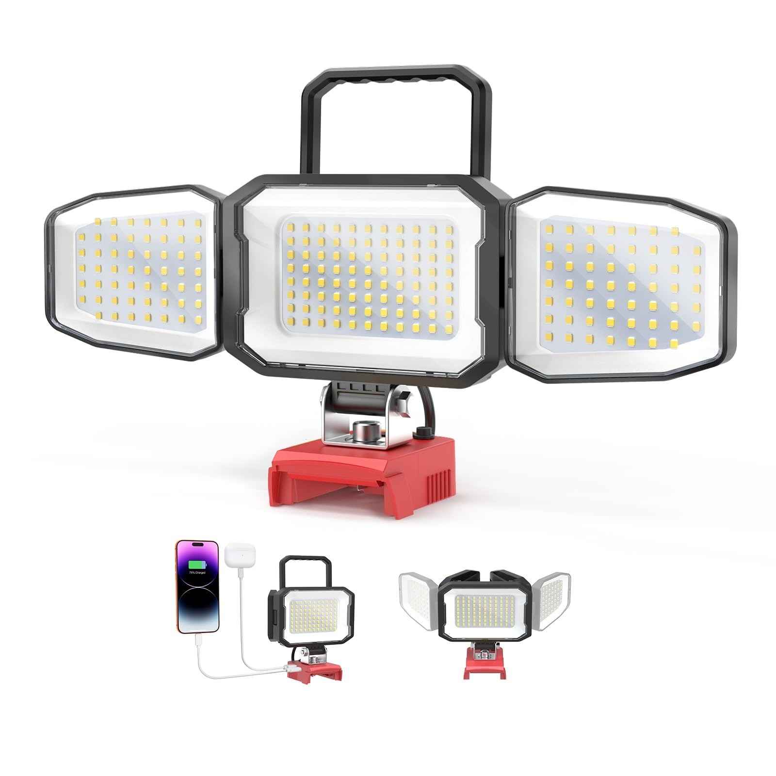 LED Work Light Compatible with Milwaukee 18V Battery, 150W 15000LM Flood Light,