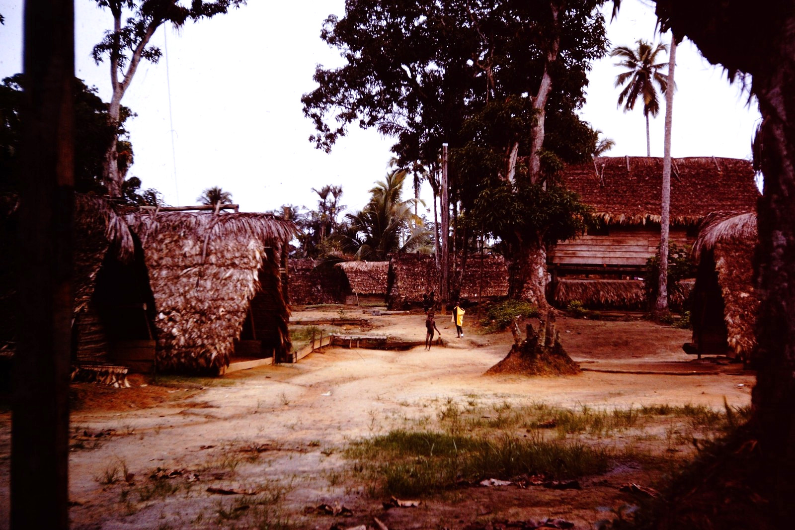 FEB 1967 Village Scene Huts South America Kodachrome Slide BY-N